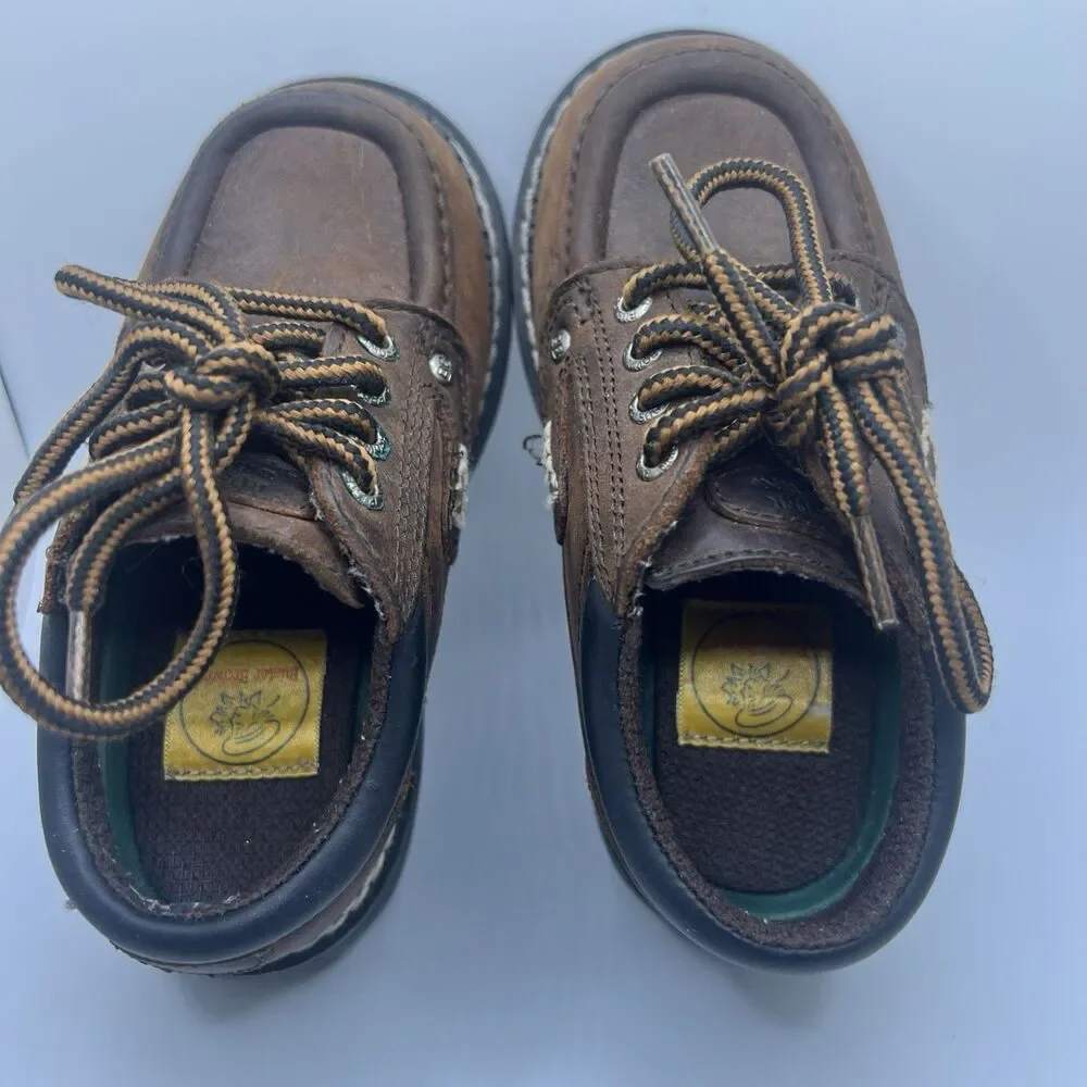 Buster Brown Baby Boy Full Leather Brown Quality Shoes Size 8.5 W Wide EUC